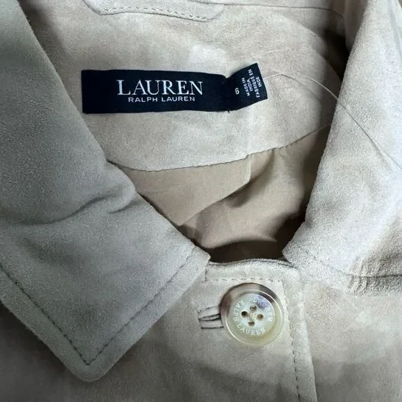 Lauren Ralph Lauren Women’s Fringe Trim Goat Suede Jacket Western Beige NWT $650 - Picture 14 of 16